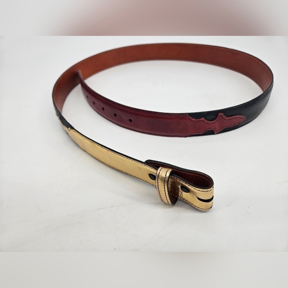 Custom NAVY Blue GOLD RED Genuine Leather Interchangeable BELT STRAP sz 45